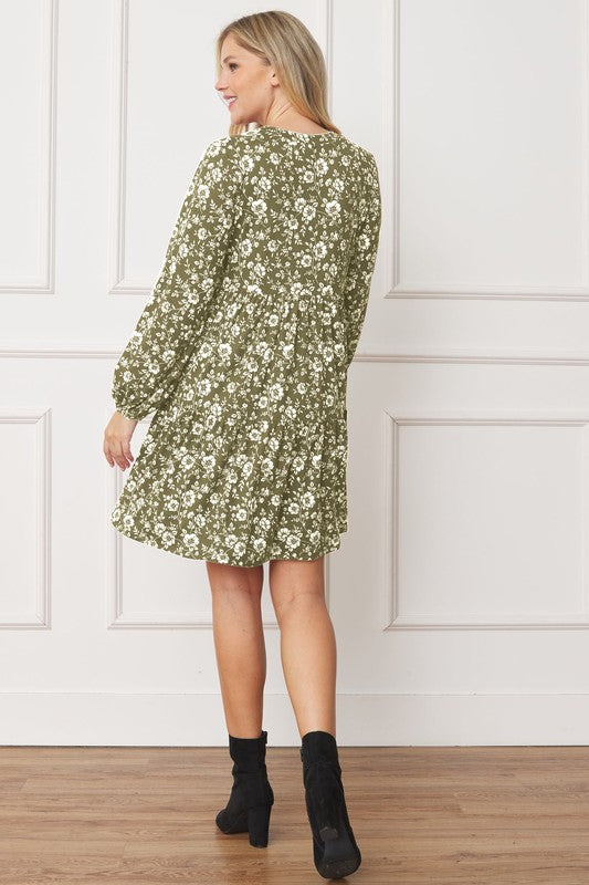 Floral Crew Neck Mini Dress