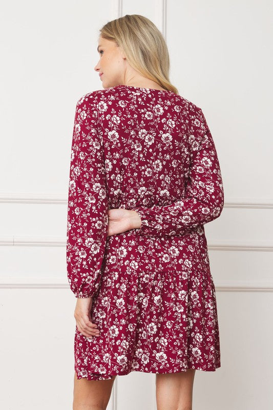 Floral Crew Neck Mini Dress