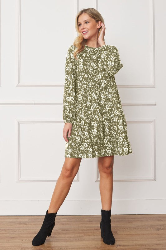 Floral Crew Neck Mini Dress