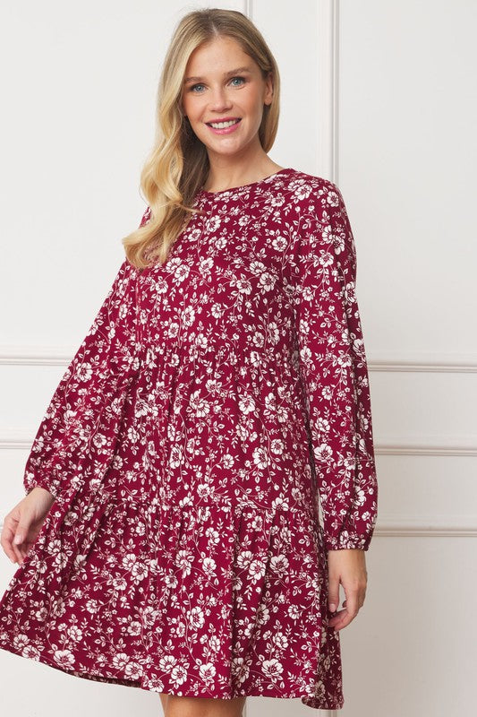 Floral Crew Neck Mini Dress