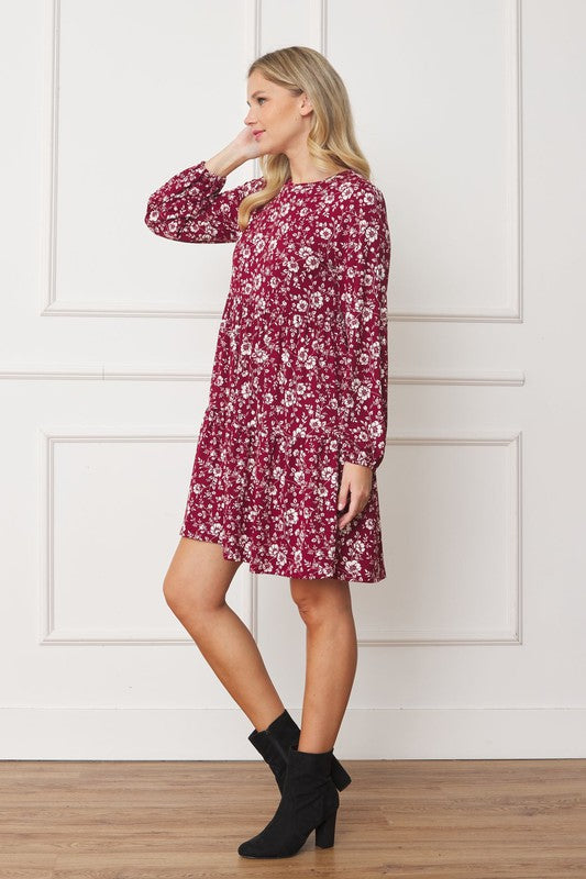 Floral Crew Neck Mini Dress