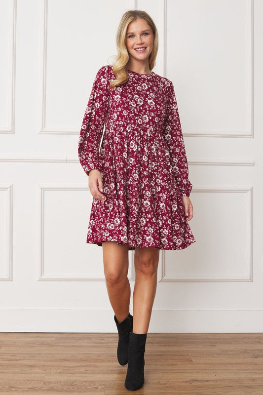 Floral Crew Neck Mini Dress