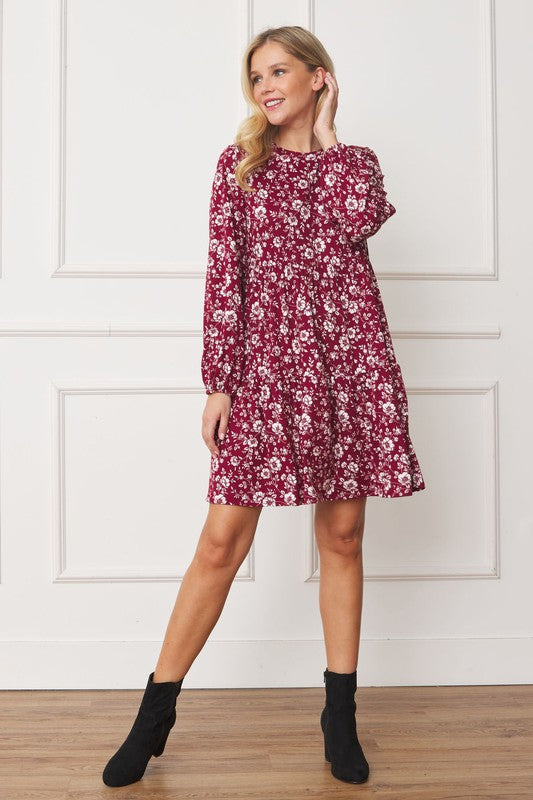 Floral Crew Neck Mini Dress