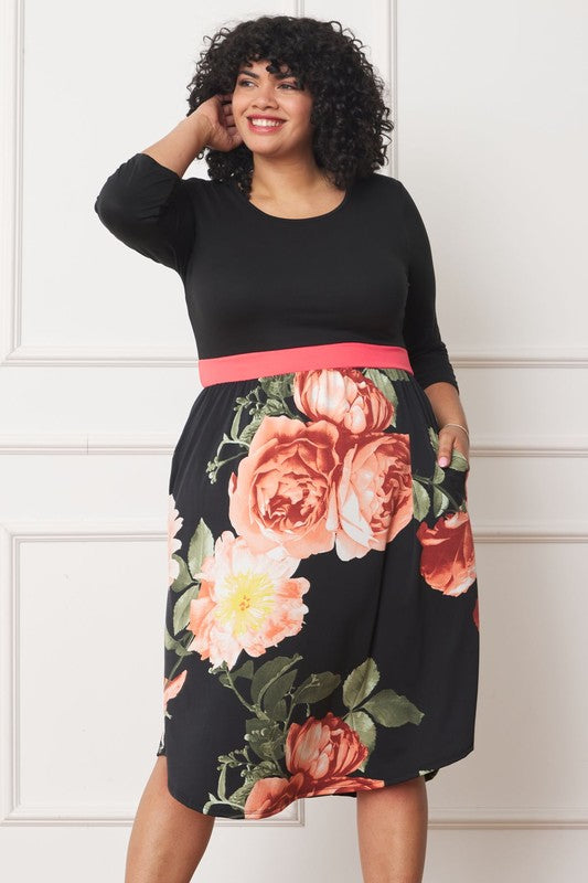 Plus Curved Hem Band Midi Dress