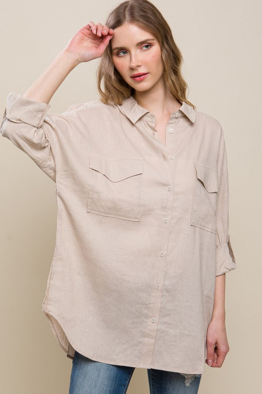 Oversized Linen PocketShirt