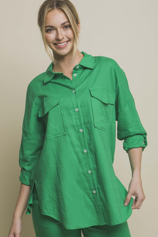 Oversized Linen PocketShirt