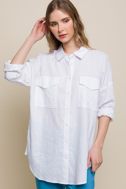 Oversized Linen PocketShirt