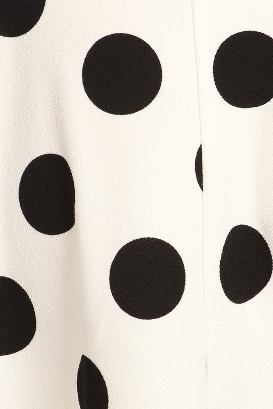 Polka dot printed, high waisted knee length skirt