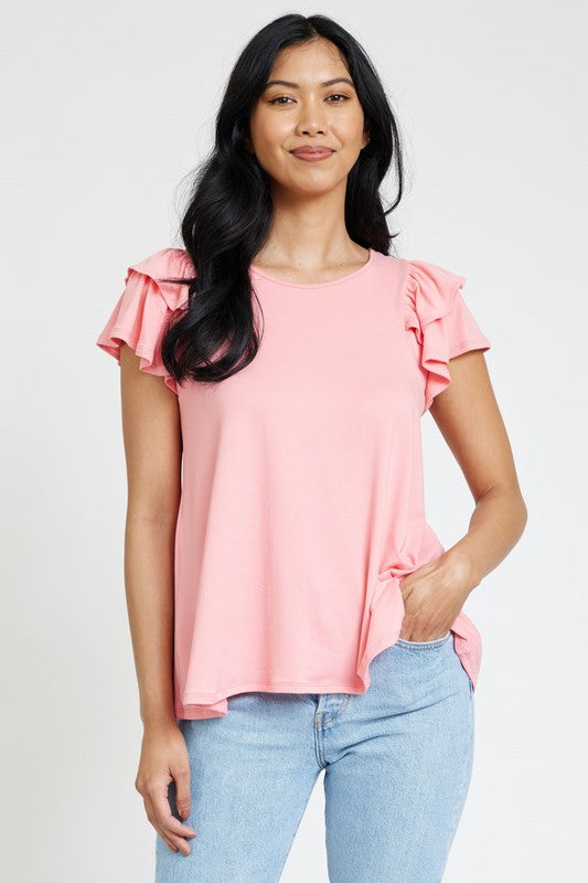 Spring Double Ruffle Sleeve Top