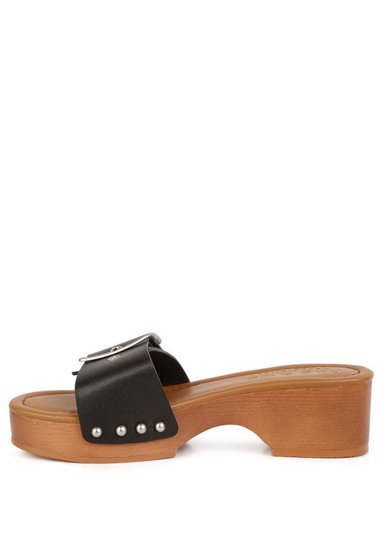 Mindy Buckle Strap Leather Slip Ons