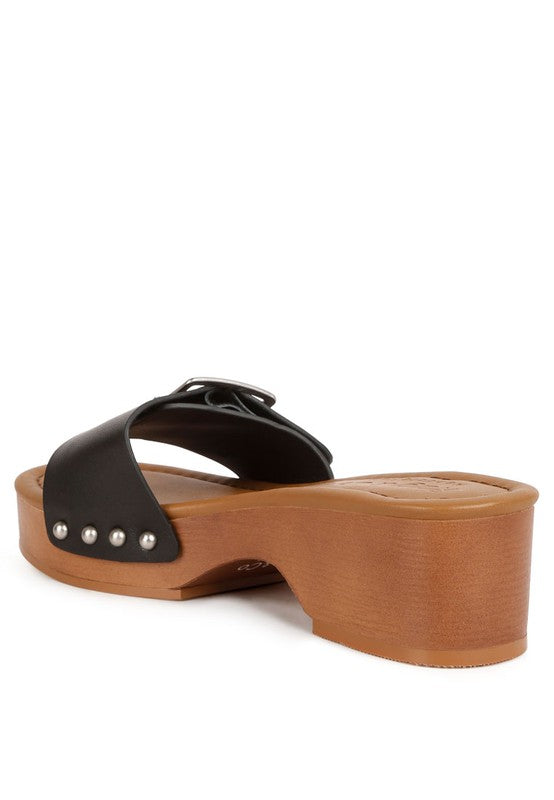 Mindy Buckle Strap Leather Slip Ons