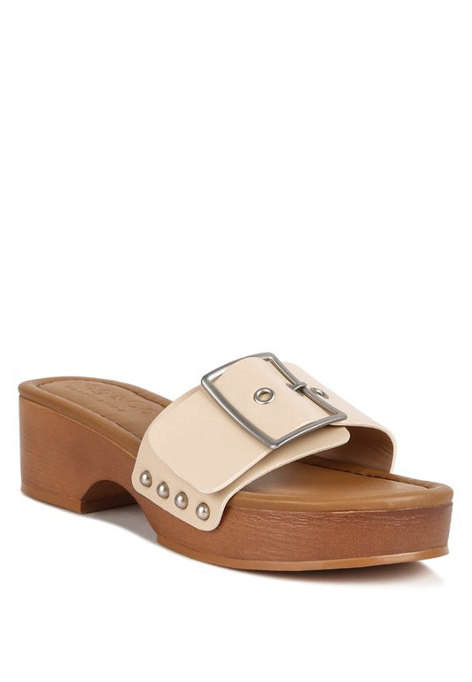 Mindy Buckle Strap Leather Slip Ons