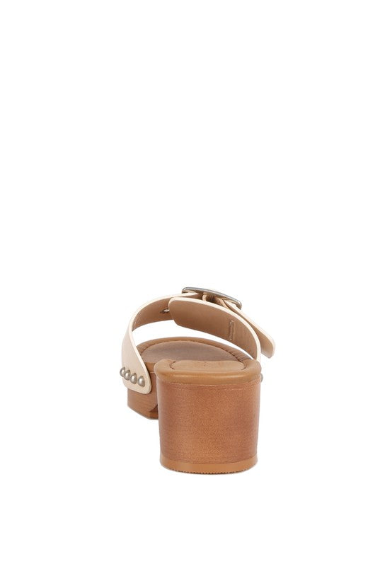 Mindy Buckle Strap Leather Slip Ons