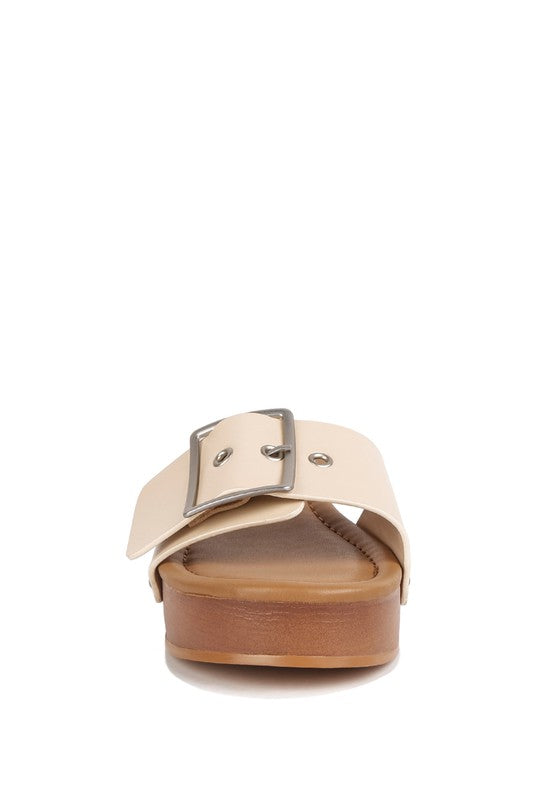 Mindy Buckle Strap Leather Slip Ons