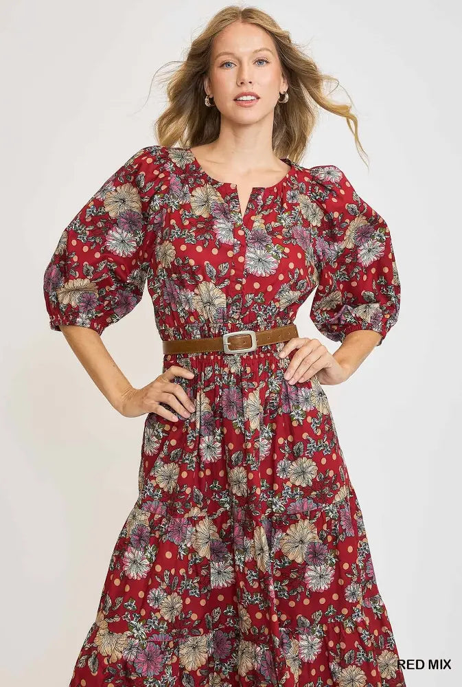 Umgee USA Floral Midi Dress