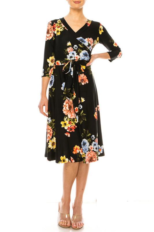 Sarah Floral Dress in Black