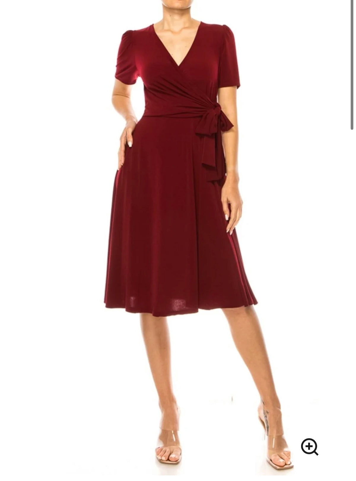 Burgandy Wrap Midi Dress
