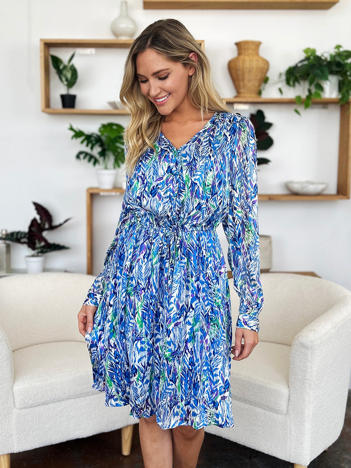 Printed Long Sleeve Dress