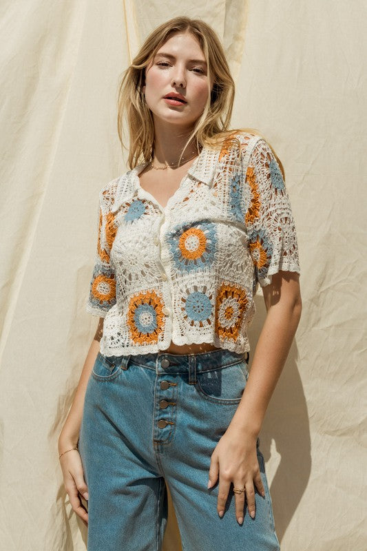 Crochet Short Sleeve Top