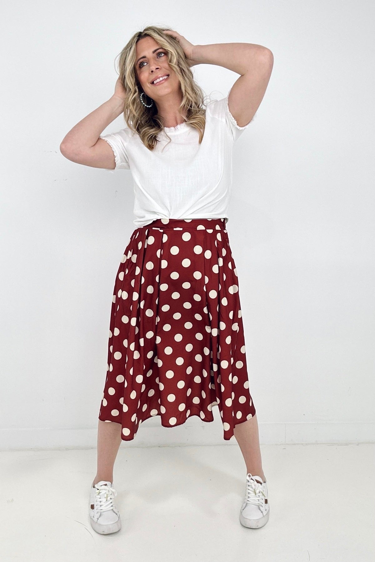 Jade by Jane Rust Polka Dot Midi Skirt