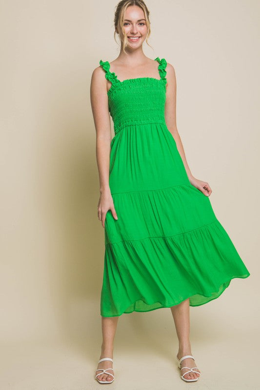 Sleeveless Tiered Smocked Maxi Dress