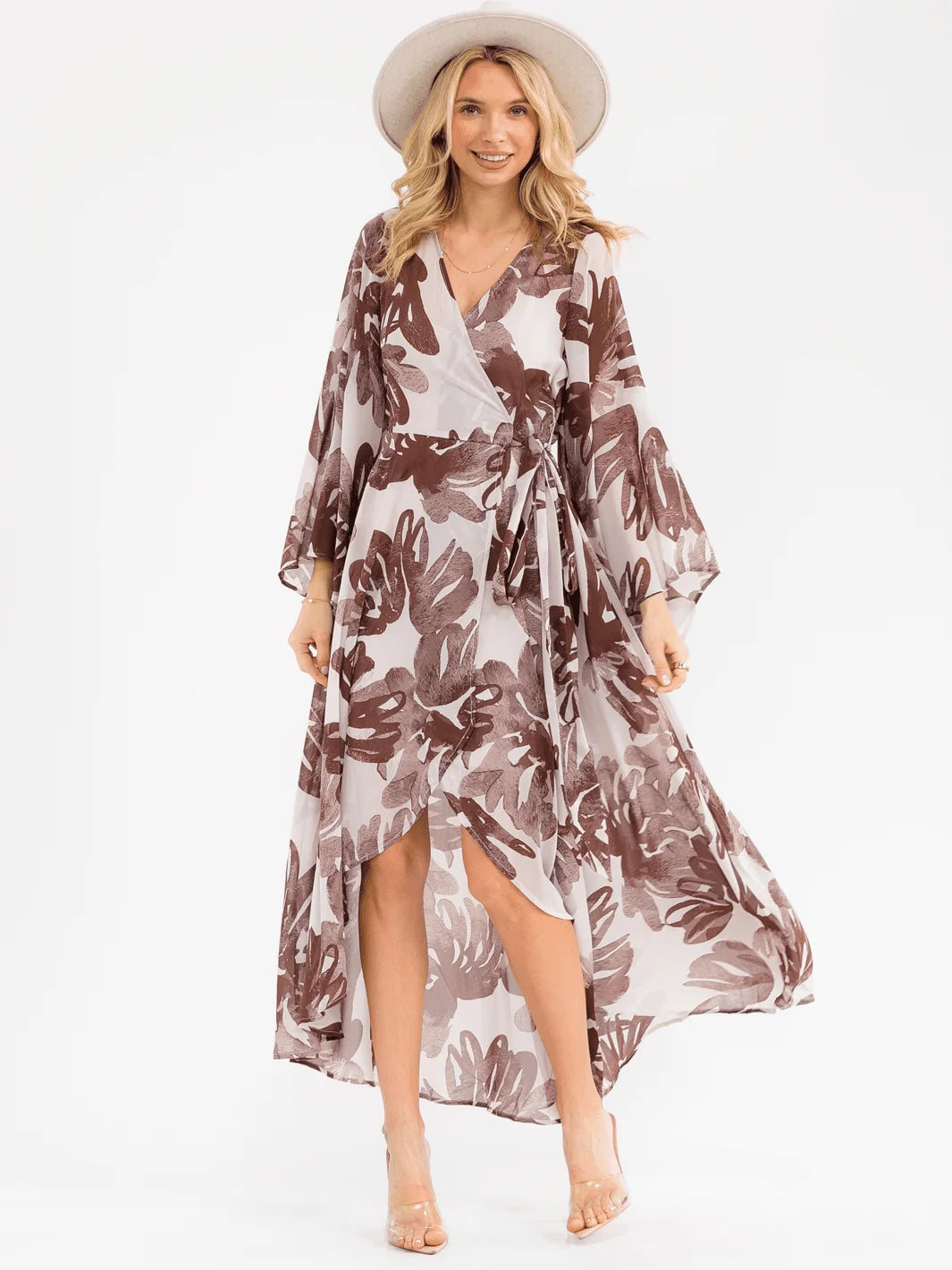 Bell Sleeve Hi-Low Midi Dress