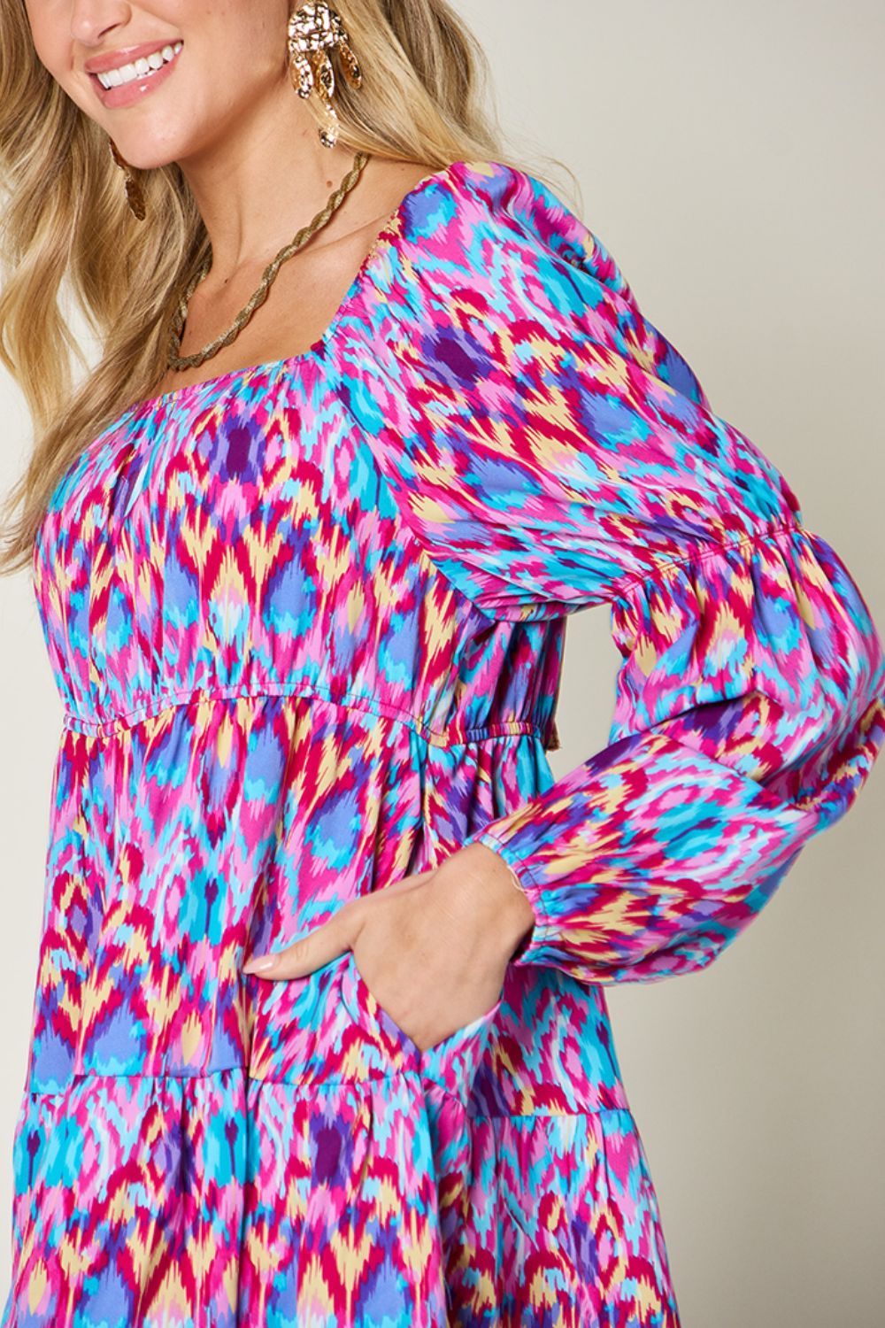 Ella Multi Print Long Sleeve Dress