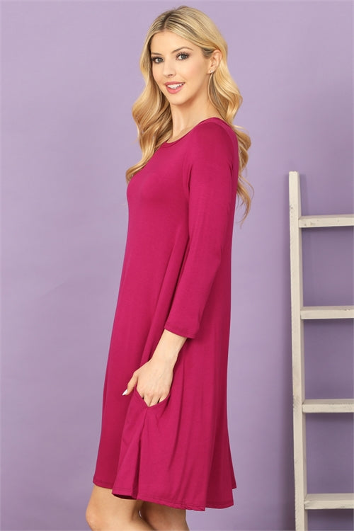 3/4 Sleeve Flowy Dress