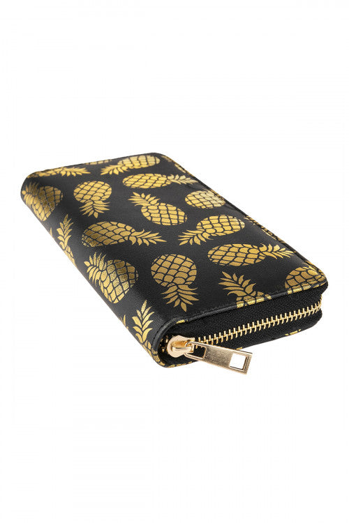 Gold Pineapple Black Wallet