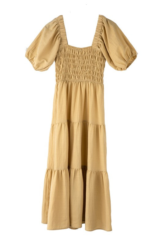 Chloe Tiered dress with puff sleeves