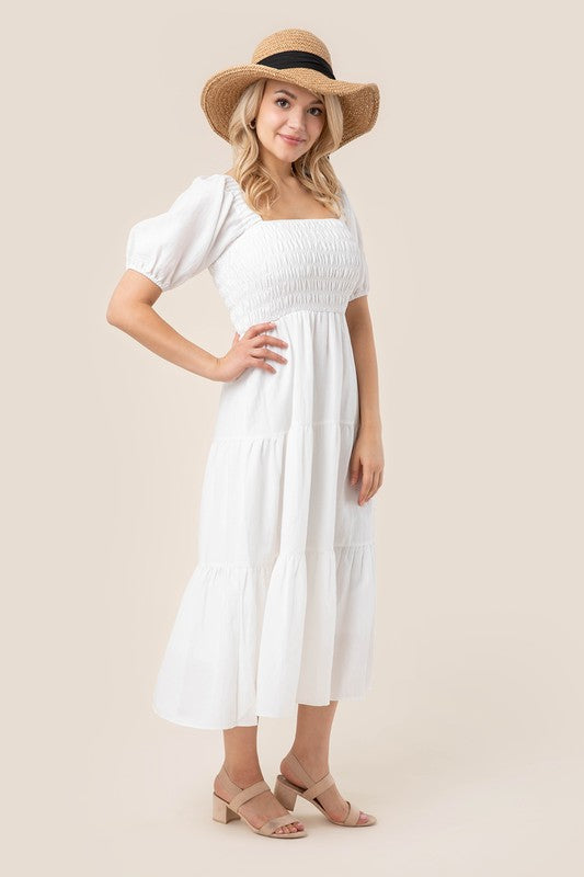 Chloe Tiered dress with puff sleeves