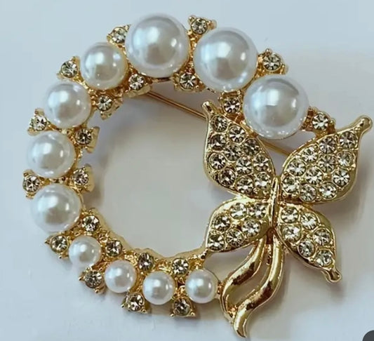 Pearl Butterfly Brooch Pin