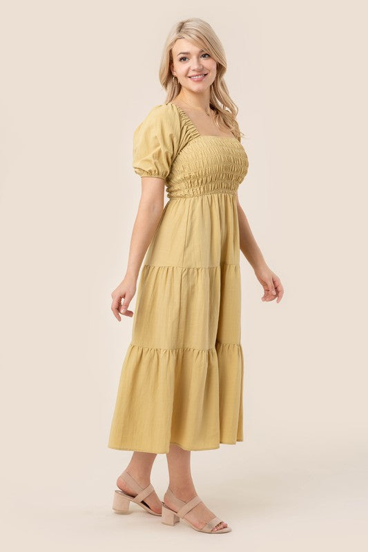 Chloe Tiered dress with puff sleeves