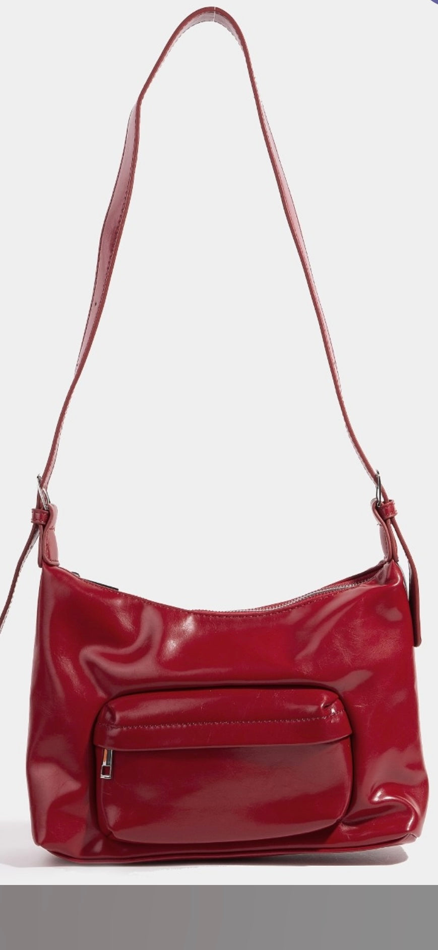 Glossy Leather Shoulder Bag