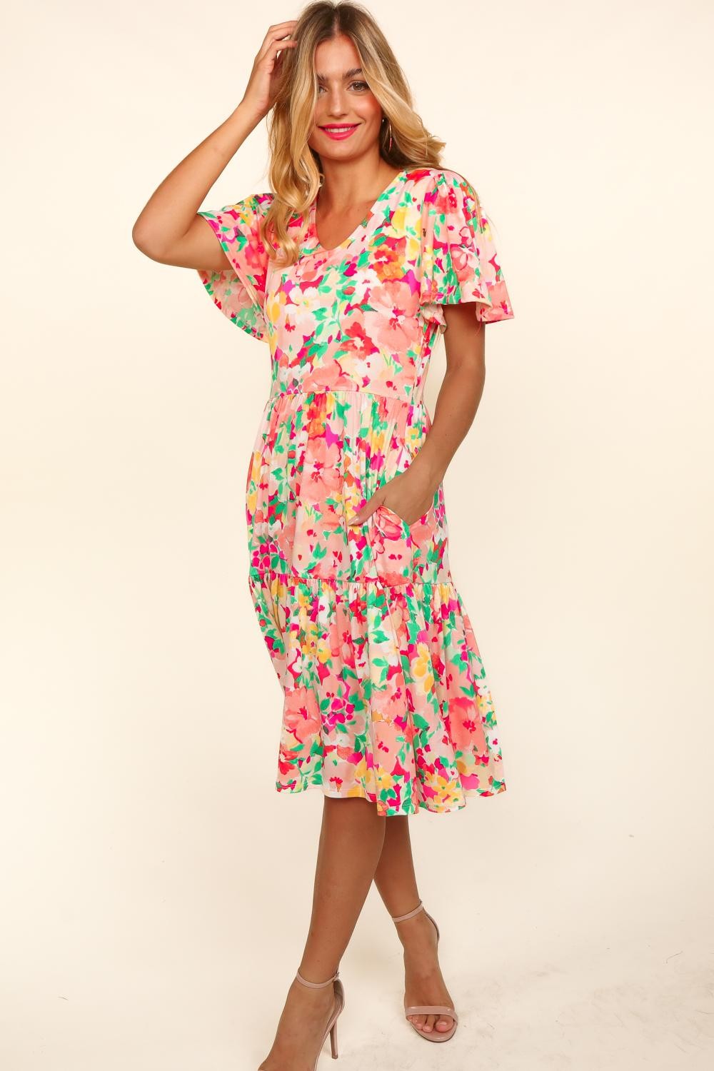 Tiered Floral Midi Dress