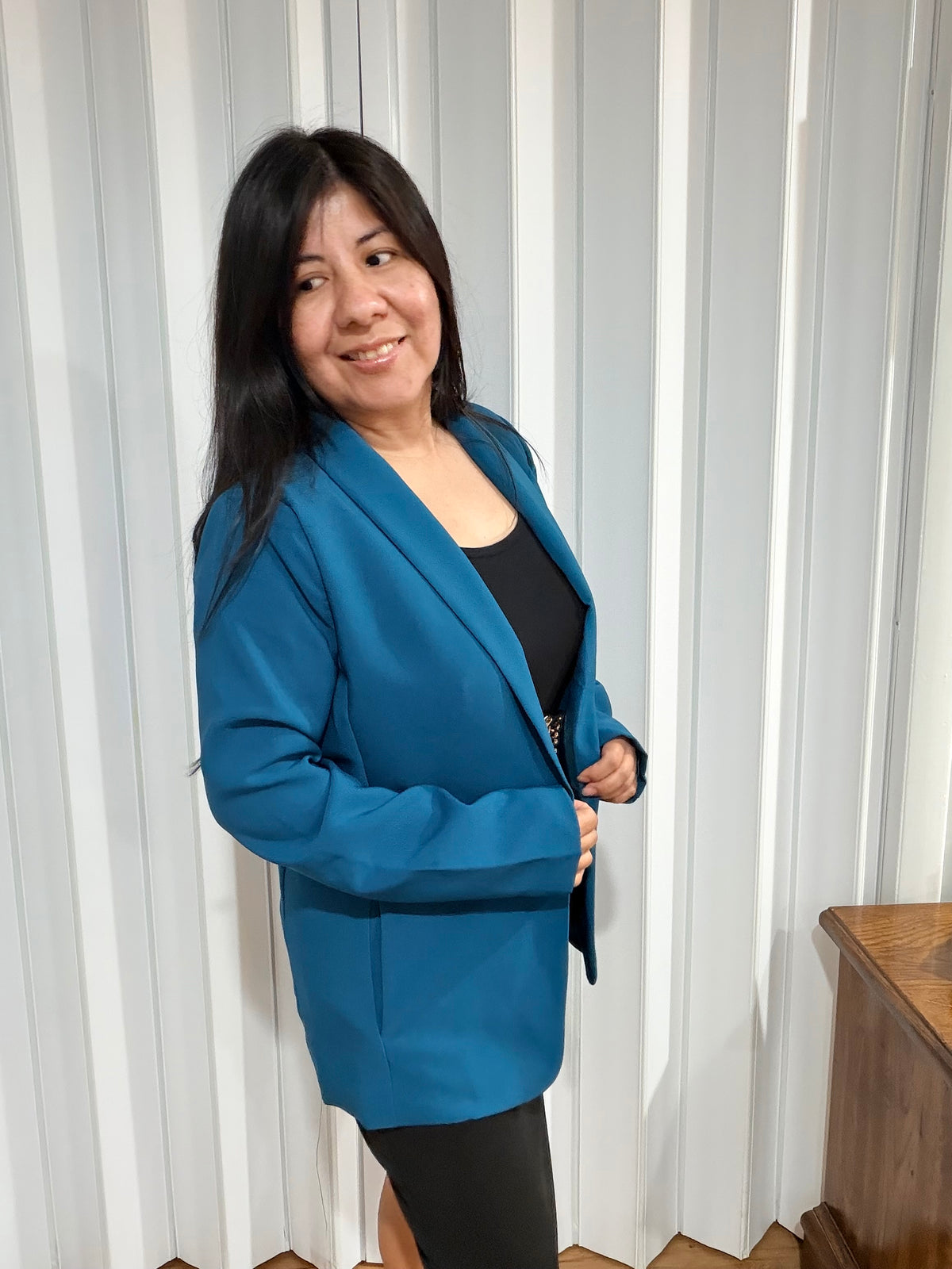 Long Sleeve Open-Front Blazer