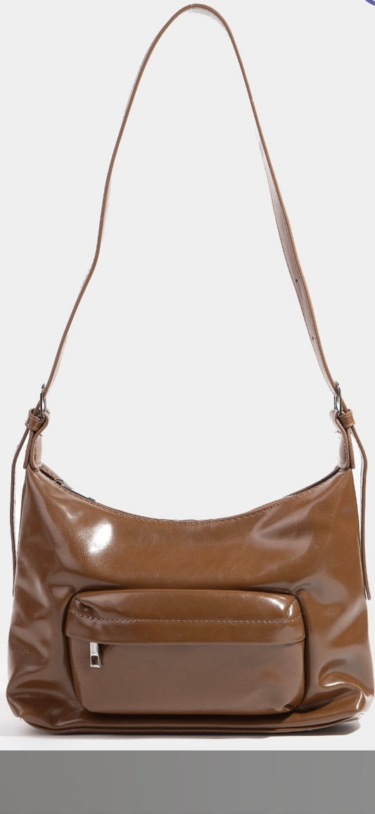 Glossy Leather Shoulder Bag