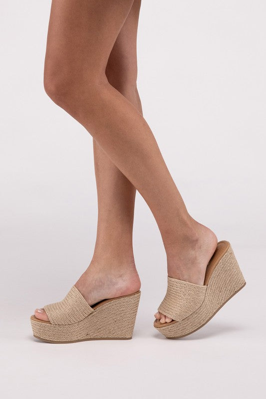 Tan Wedge Platform Heels