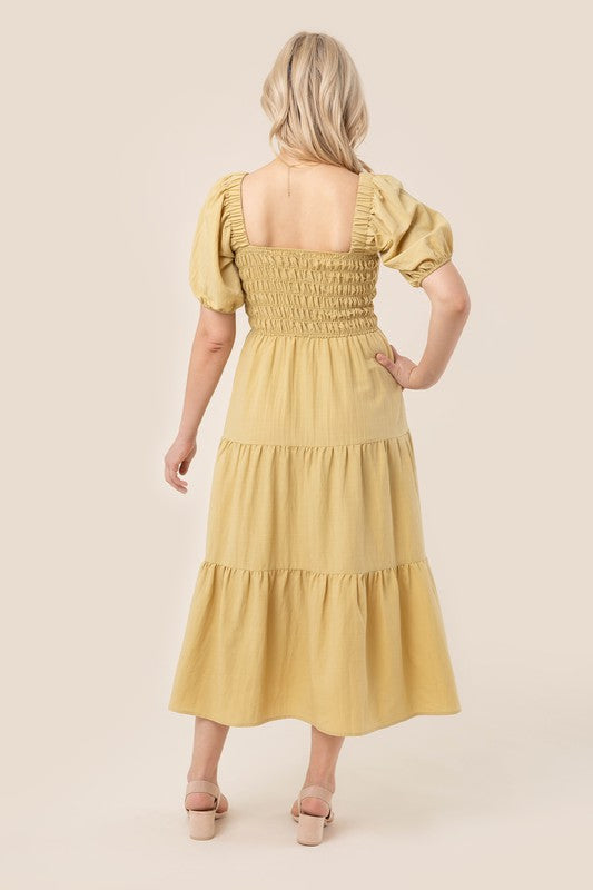 Chloe Tiered dress with puff sleeves