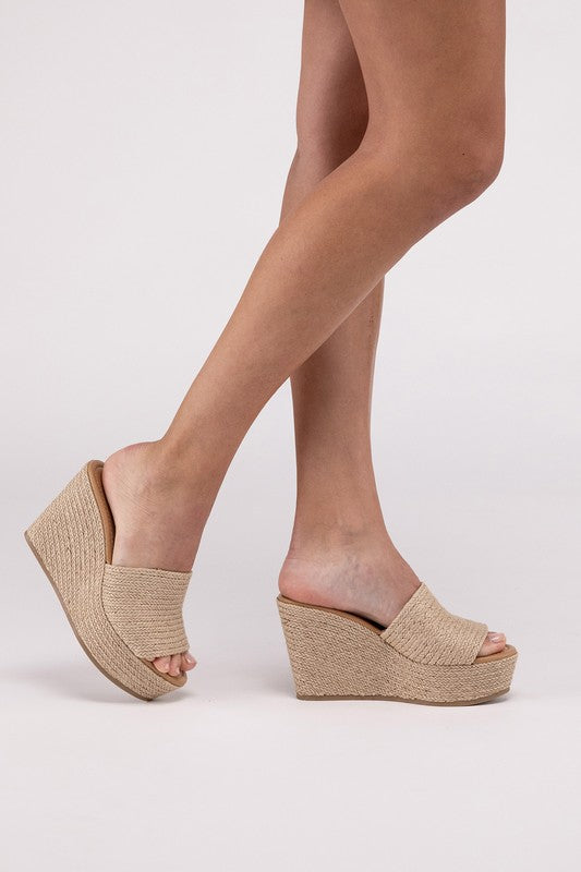 Tan Wedge Platform Heels