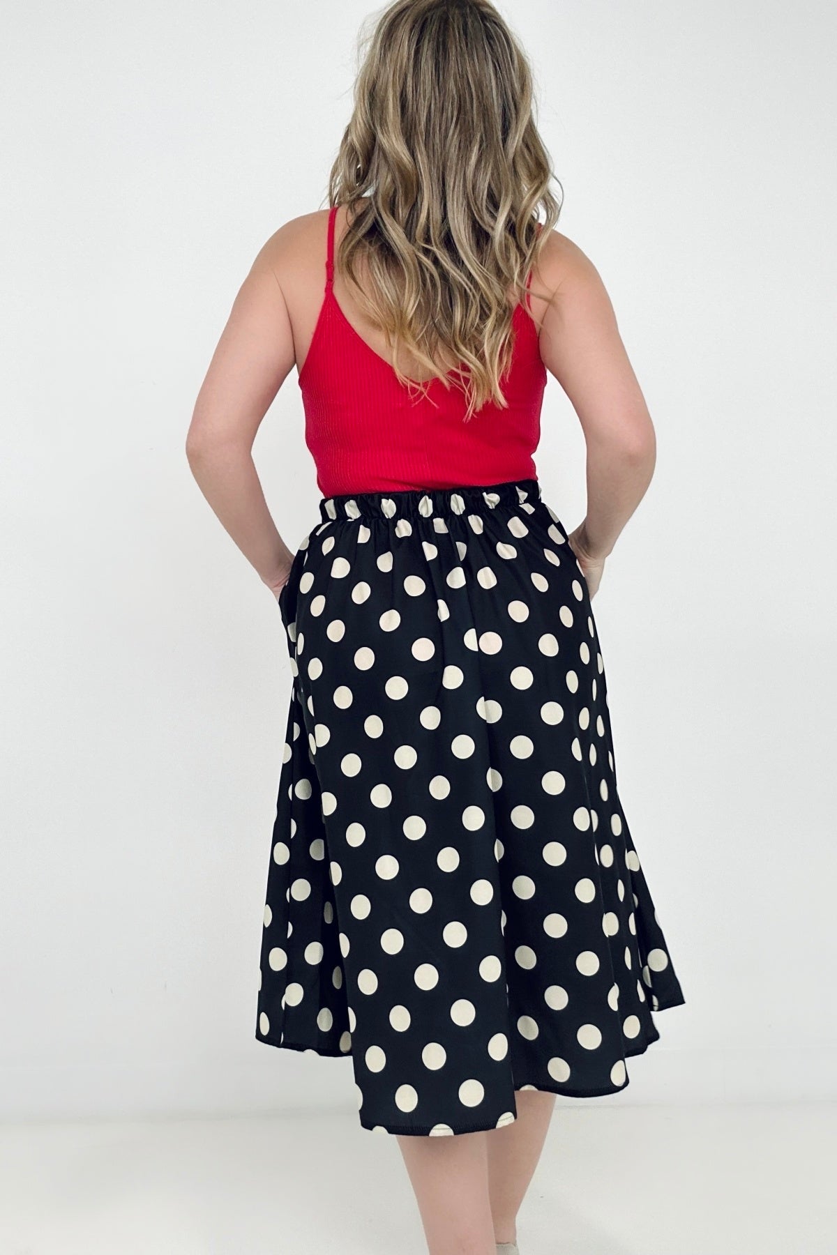 Jade By Jane Black Polka Dot Midi Skirt