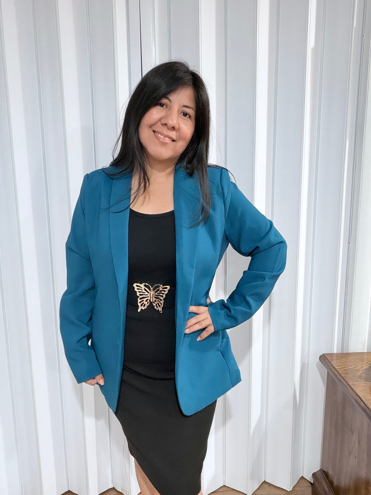 Long Sleeve Open-Front Blazer