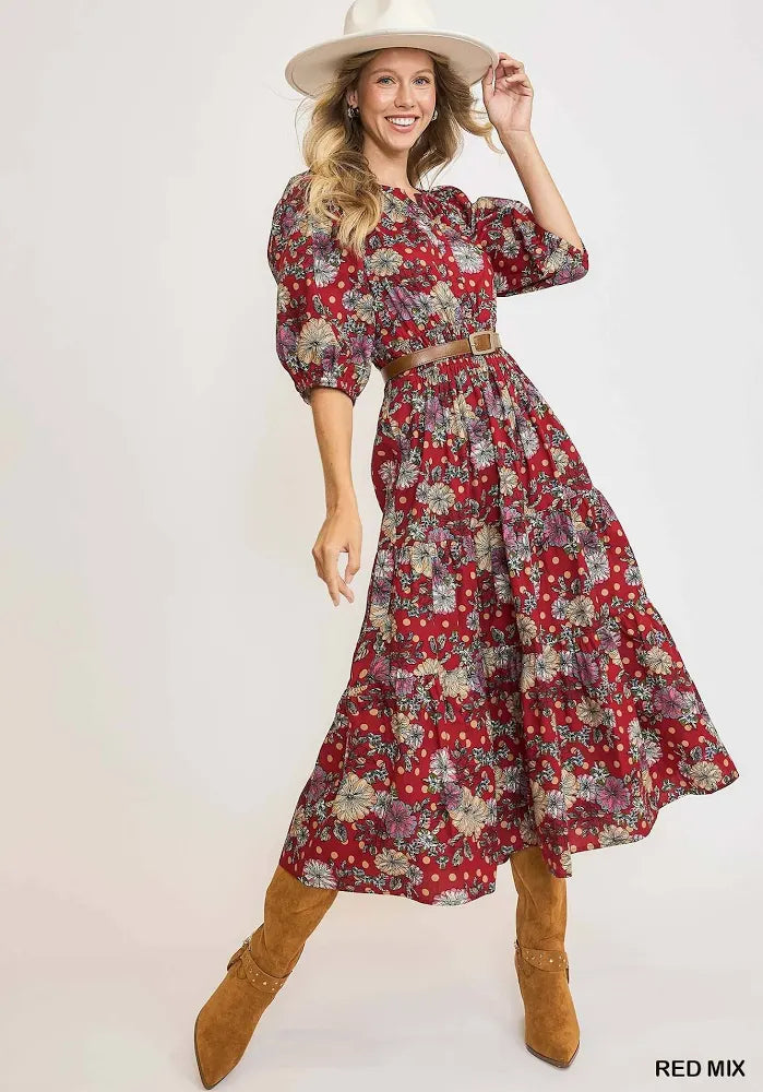 Umgee USA Floral Midi Dress