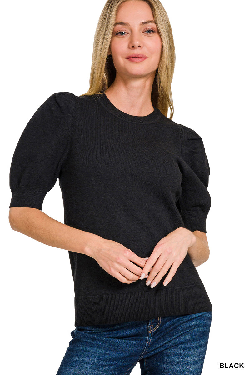 Black Princess Sleeve Knit Blouse