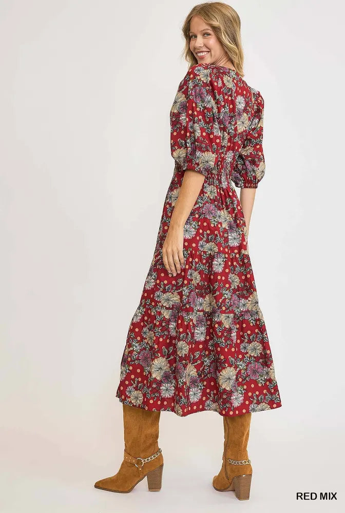 Umgee USA Floral Midi Dress