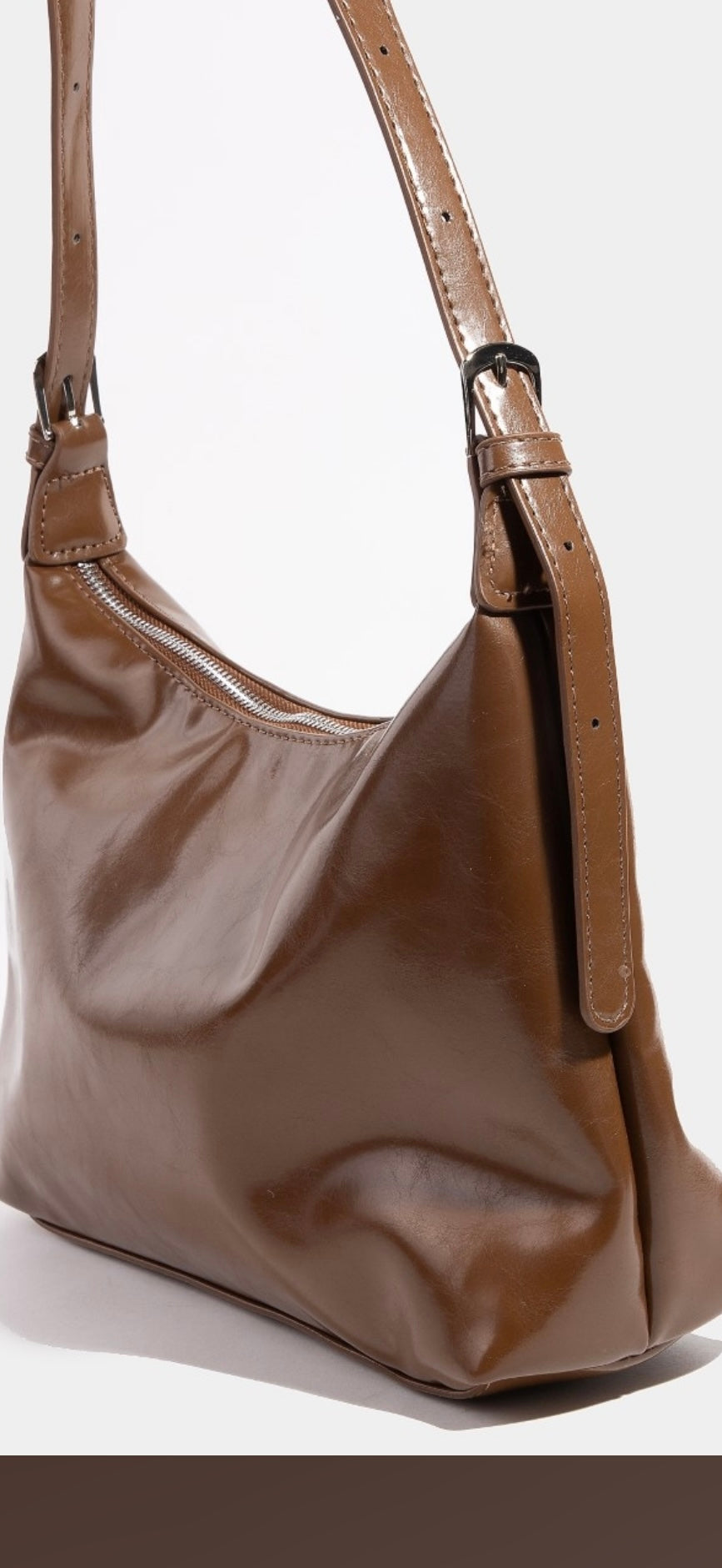 Glossy Leather Shoulder Bag