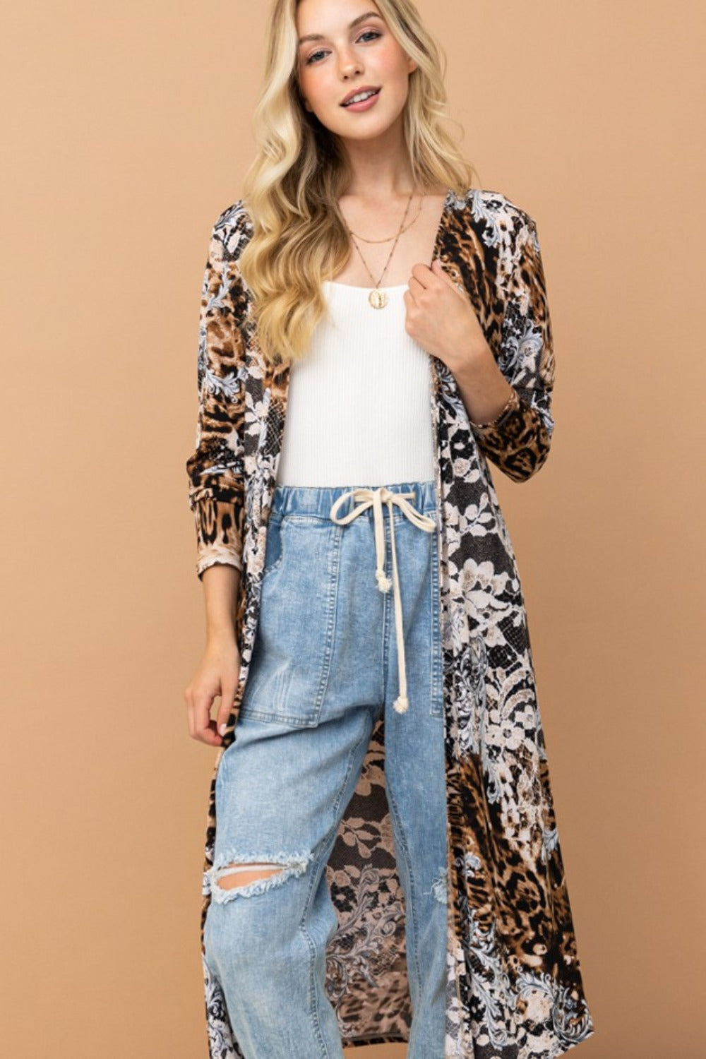 Leopard Kimono Longline Cardigan