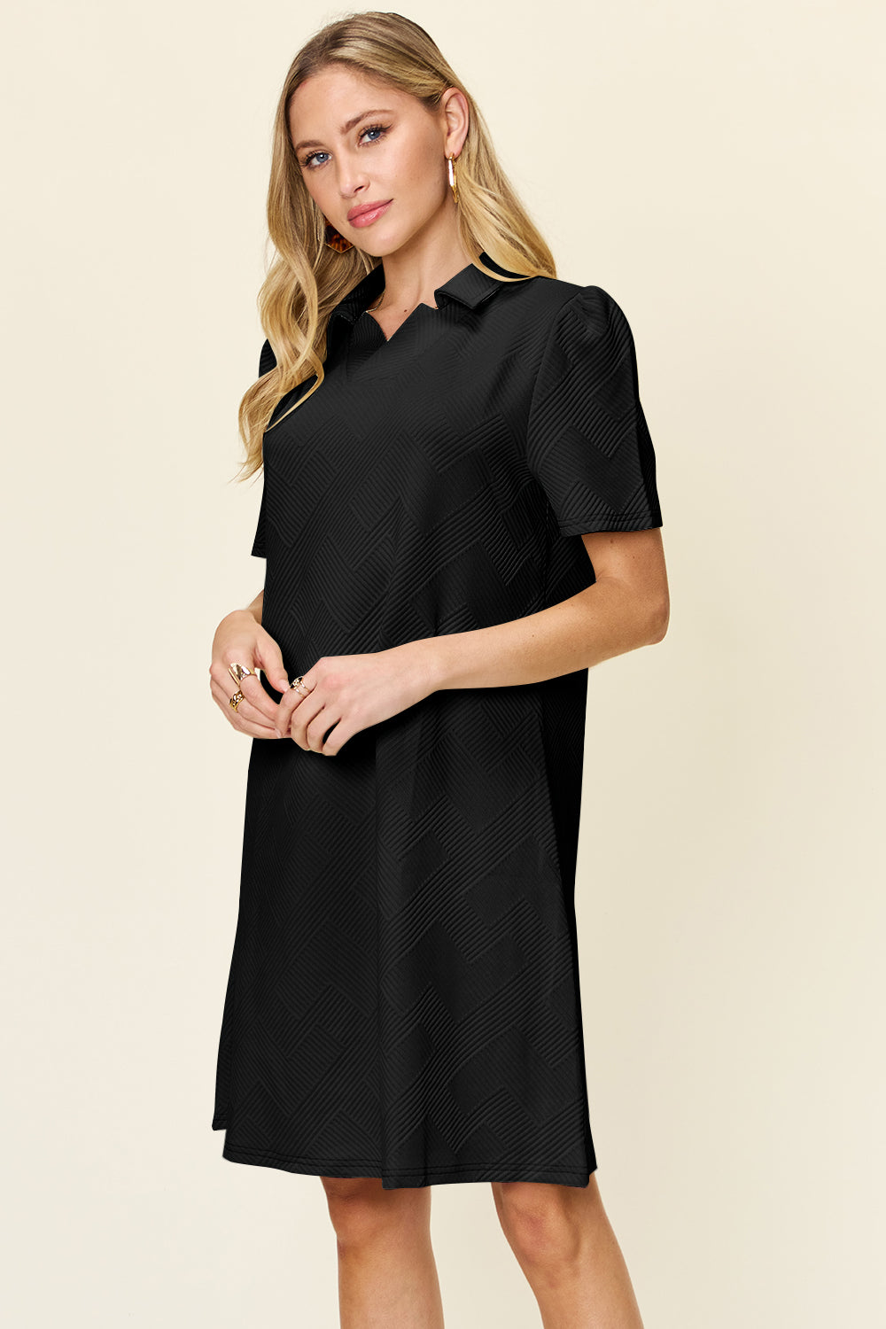 Hannah Texture Short Sleeve Dress