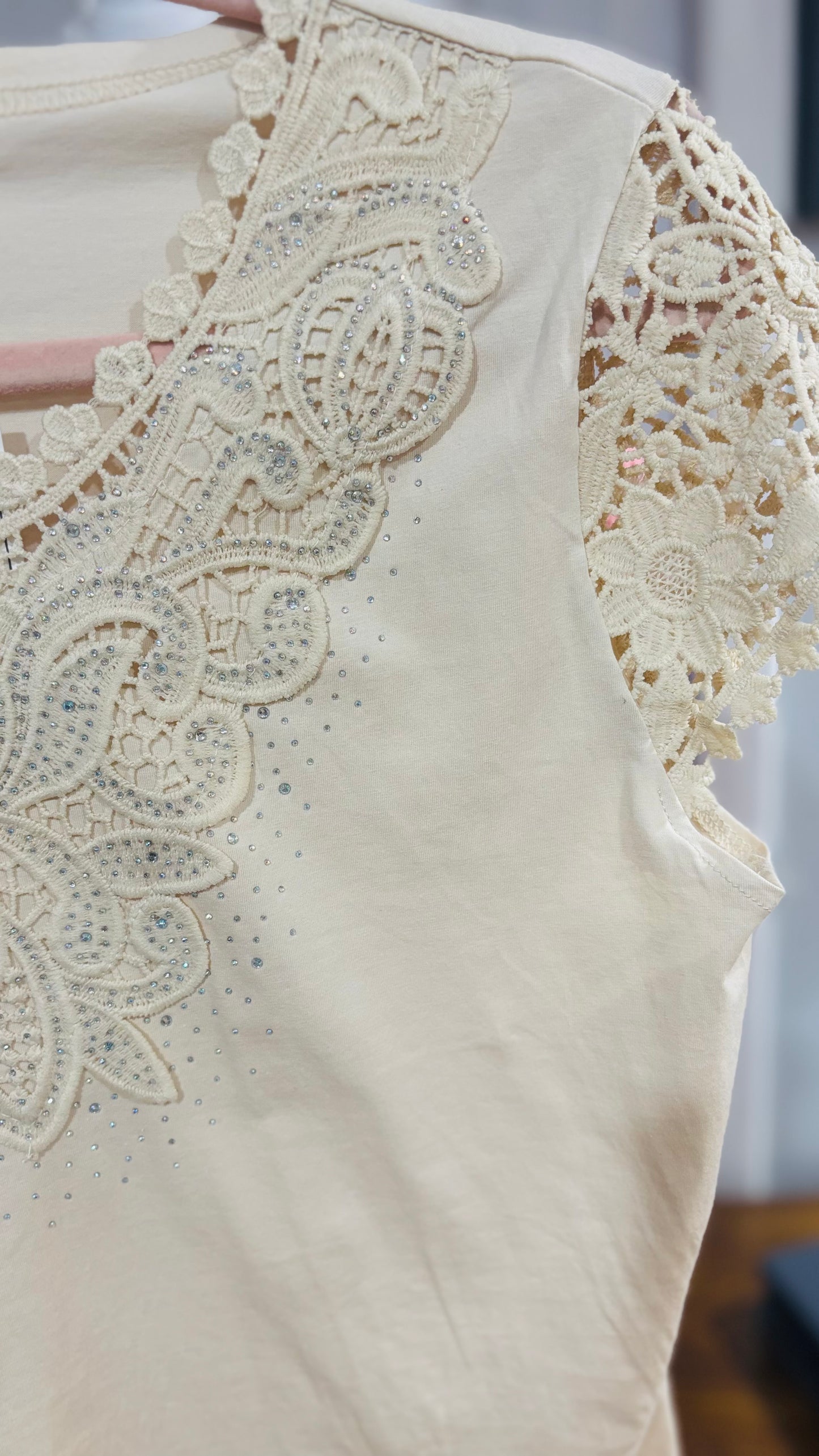 Rhinestone Embroidered Top