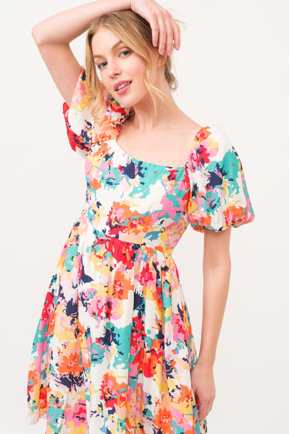 Puff Sleeve Floral Dress